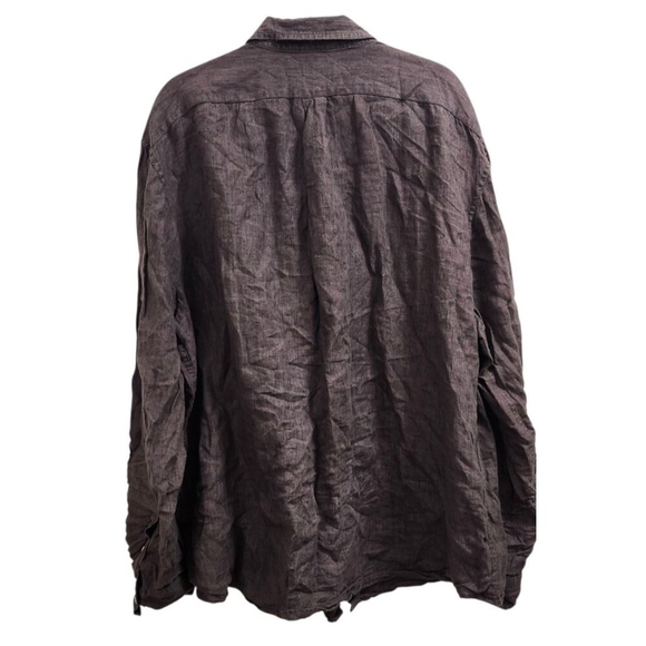Banana Republic 100% Linen Button Up Shirt Brown XXL Tall Untucked Standard Fit - Picture 3 of 9